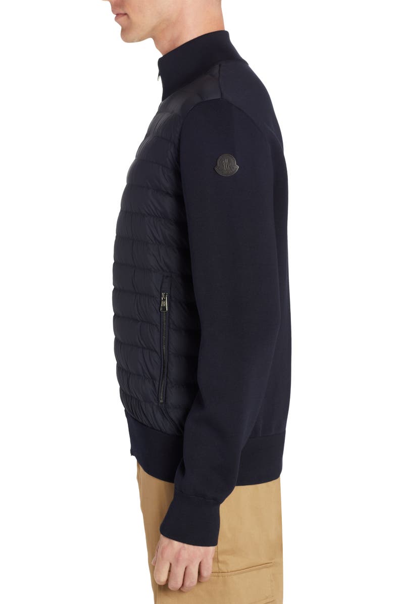 Moncler Quilted Down & Knit Cardigan, Alternate, color, 