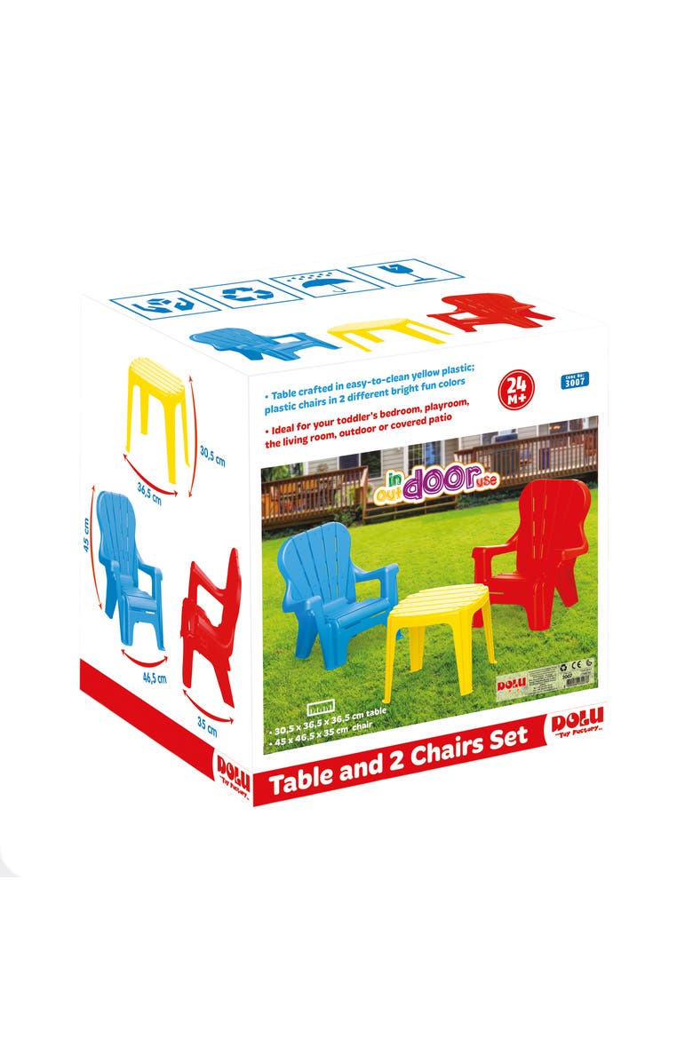 Dolu Childrens Plastic Table And Chairs Set, Alternate, color, Multicolored