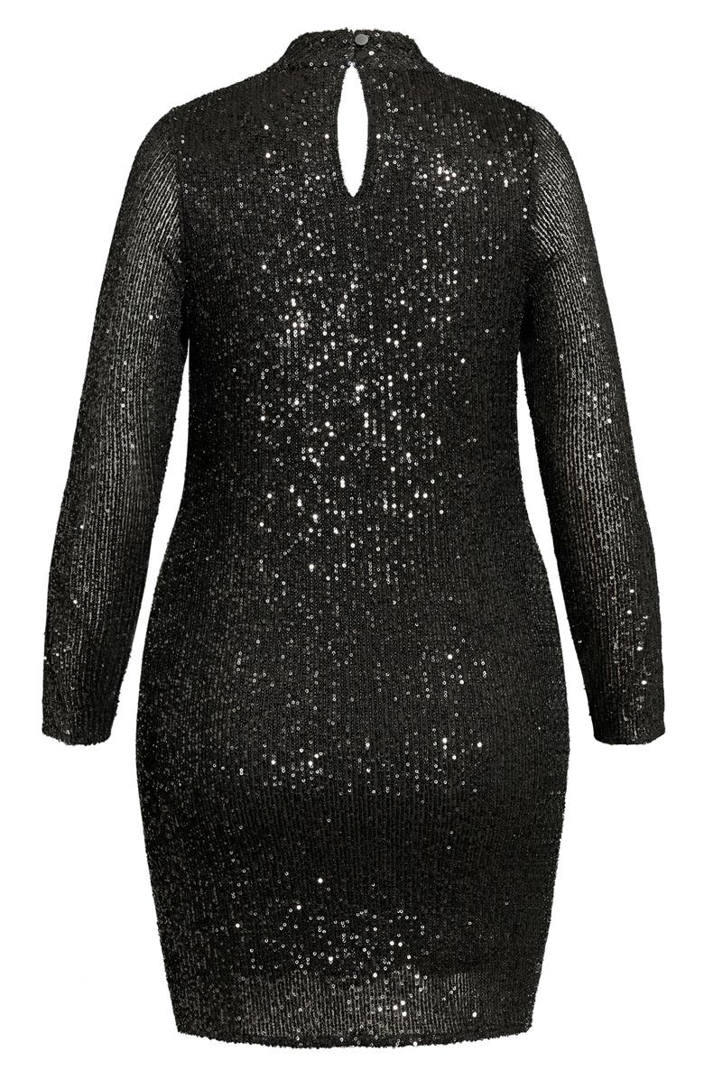 City Chic Glowing Sequin Long Sleeve Sweater Dress, Alternate, color,