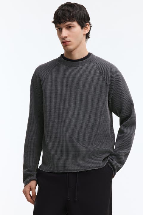 Regular-fit long-sleeved waffled shirt