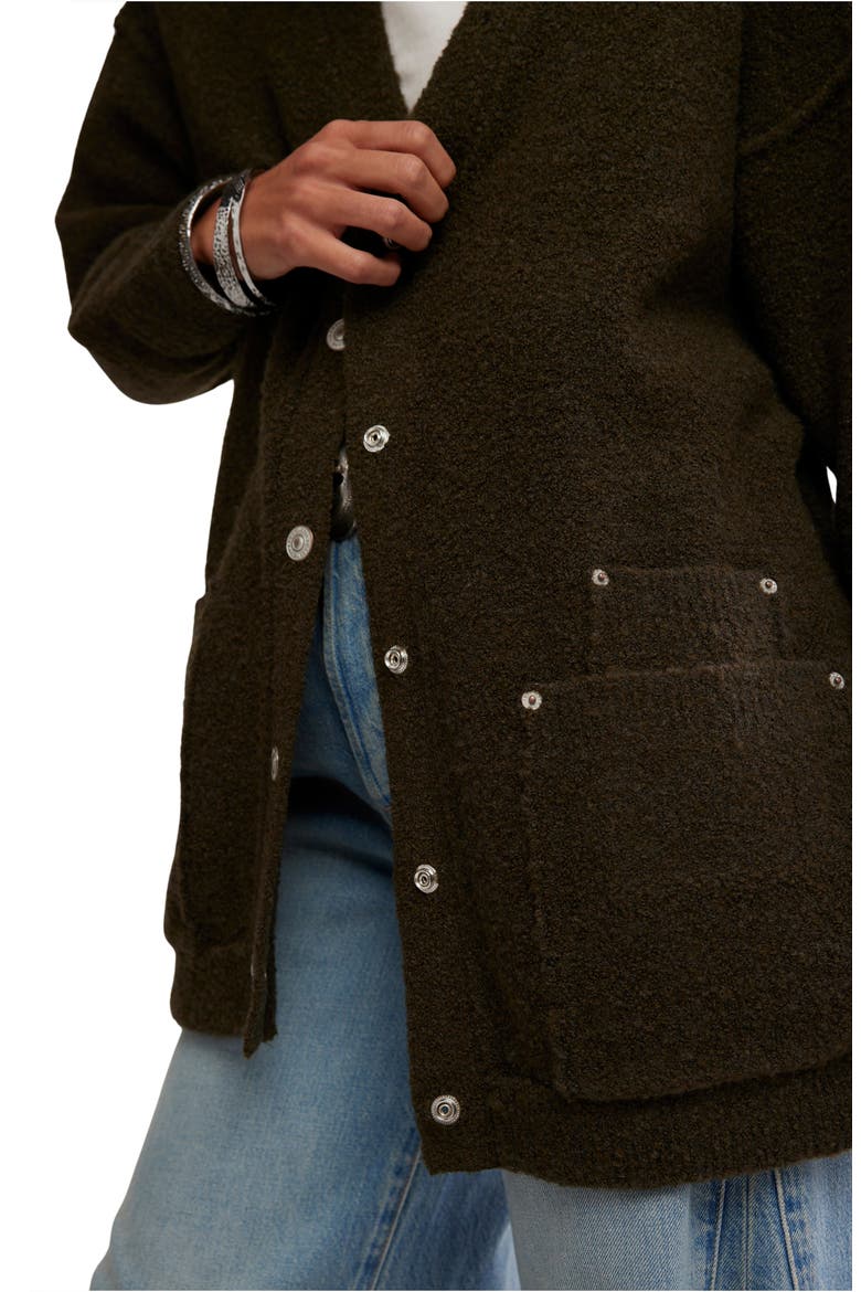 WTF Blazing Snap Front Knit Cardigan, Alternate, color, DARK GREEN
