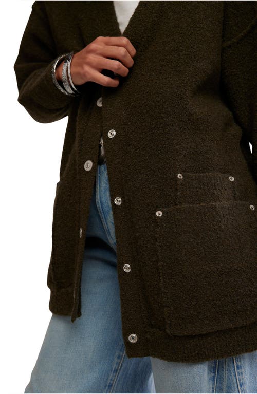 Free People Wtf Blazing Snap Front Knit Cardigan In Green