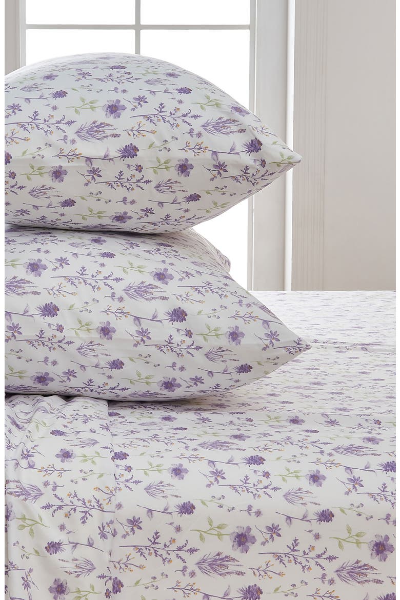 Floral Print Microfiber Sheet Set, Alternate, color, COLORFUL FLORAL - LAVENDER