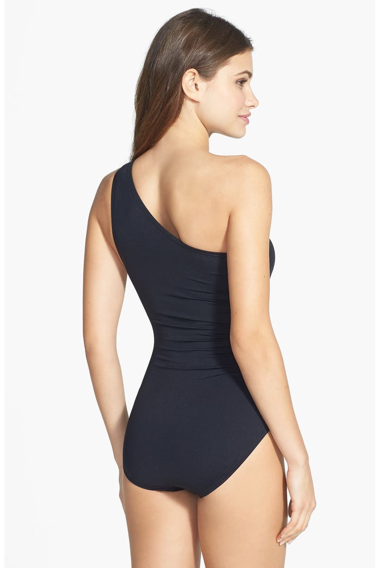 One-Shoulder Maillot, Alternate, color, BLACK