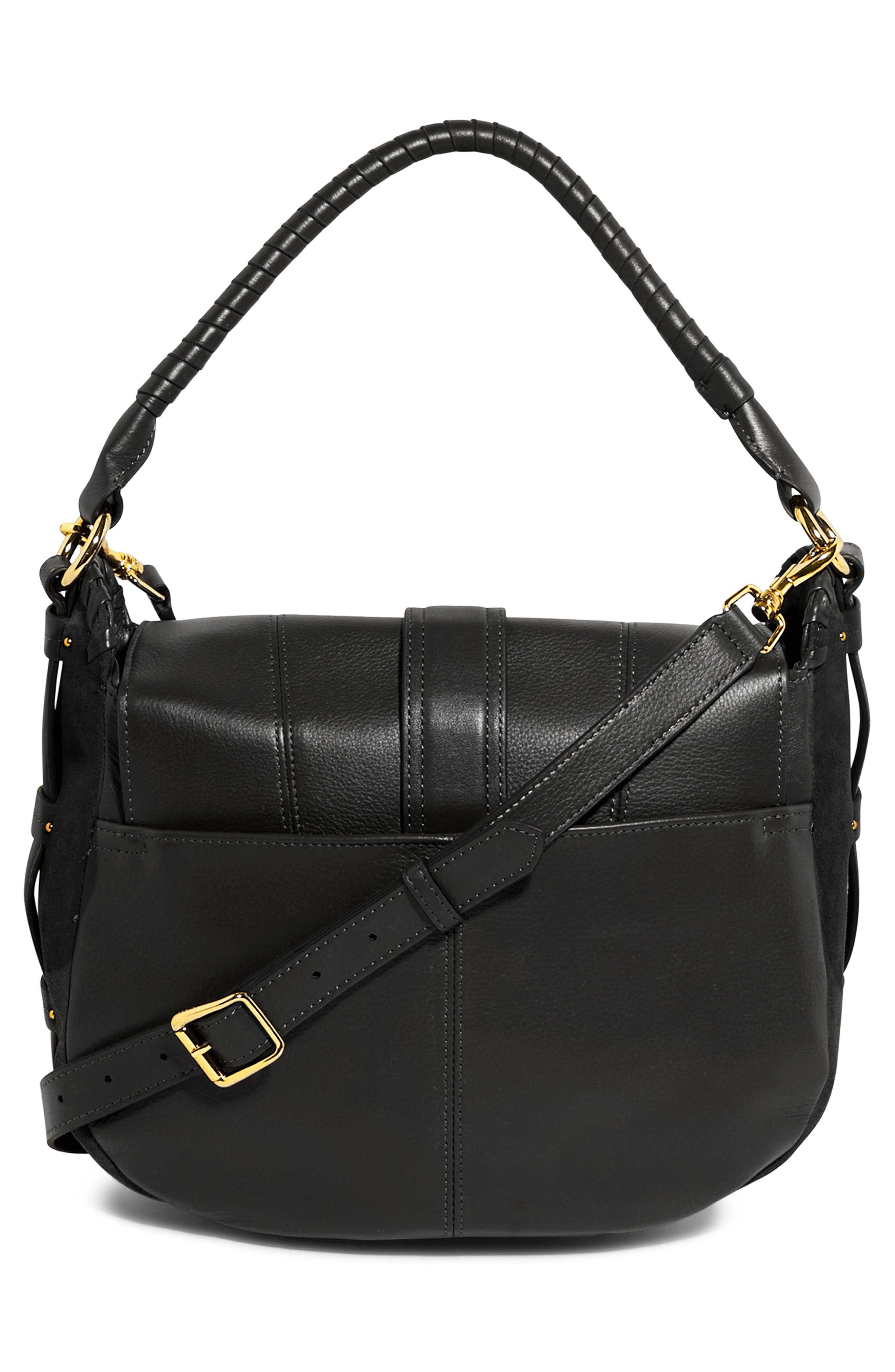 AIMEE Willow Convertible Leather Shoulder Bag, Alternate, color, Black