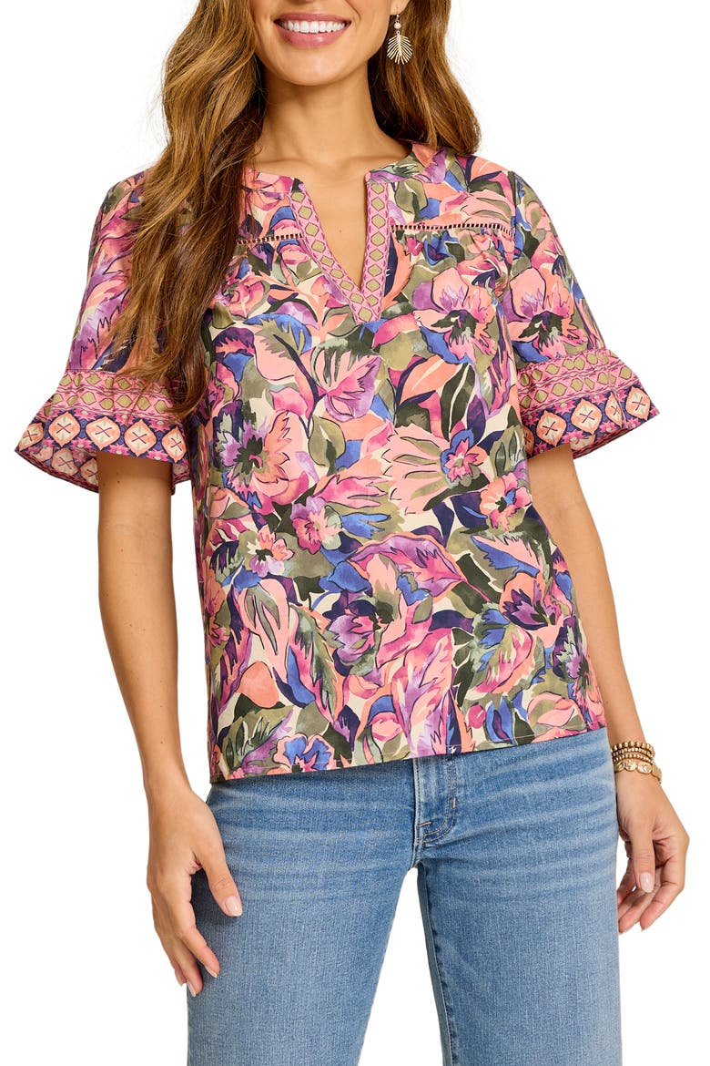 Garden Oasis Cotton Shirt, Main, color, IVORY CREAM