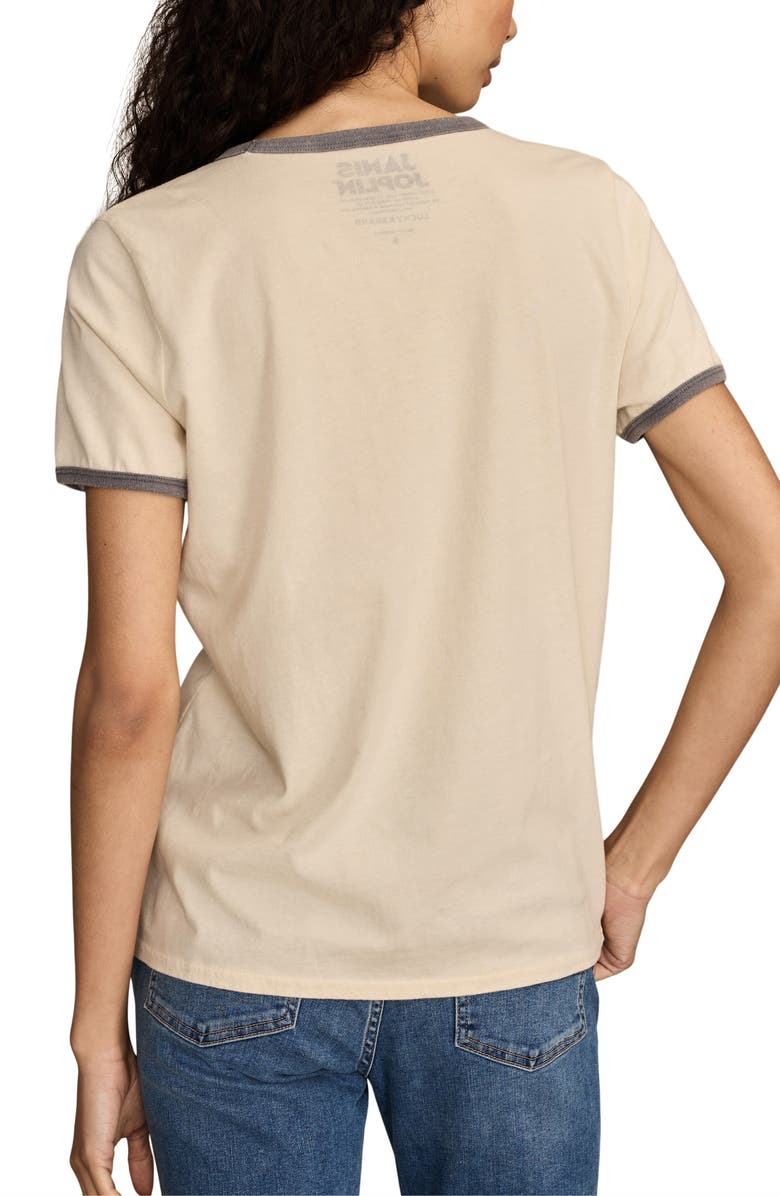 Lucky Brand Floral Janis Joplin Graphic Ringer T-Shirt, Alternate, color, Bone White