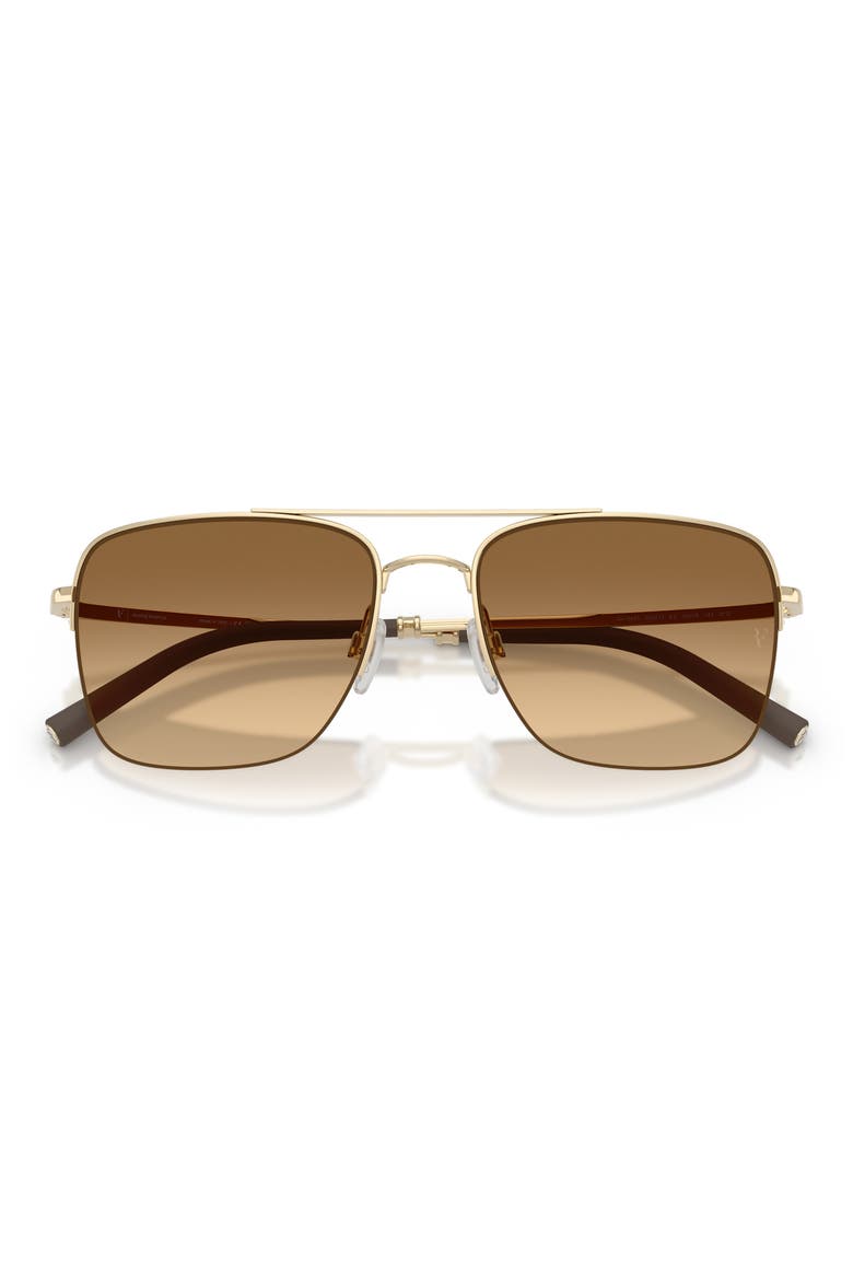 Roger Federer 56mm Semirimless Pilot Sunglasses, Alternate, color, GOLD / AMBER GRADIENT