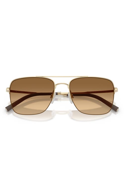 Oliver Peoples Roger Federer 56mm Semirimless Pilot Sunglasses In Gold