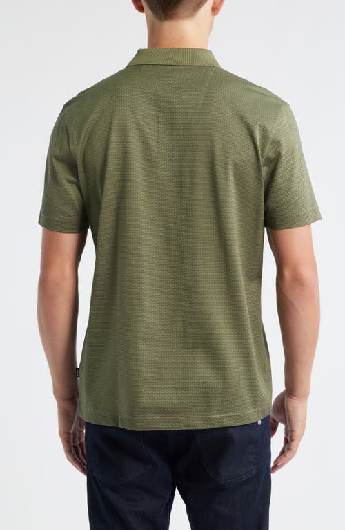 Hugo Boss Boss Parlay Geo Pattern Cotton Polo In Green