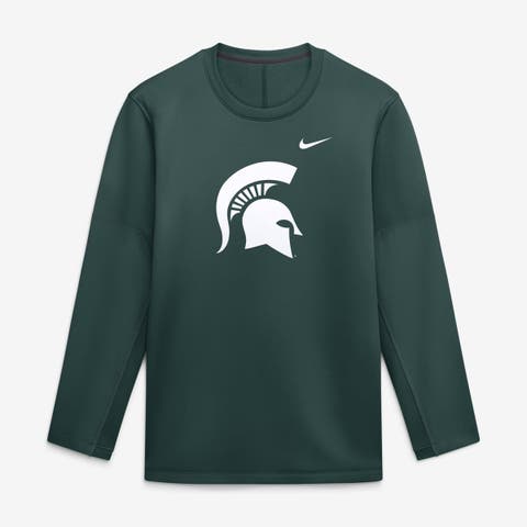 Men's Nike Green Michigan State Spartans 2026 Sideline Coaches Therma-FIT Long Sleeve Top