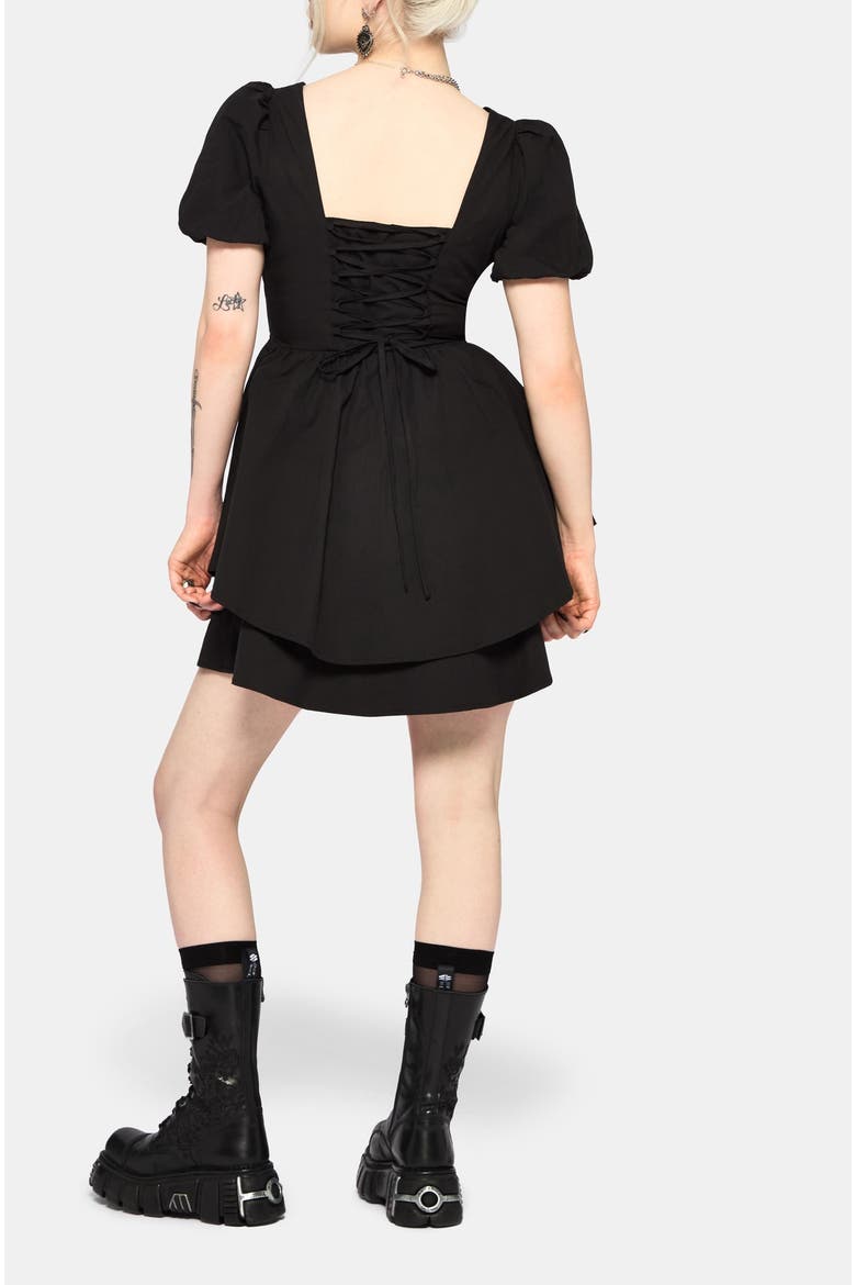 Obsidia Lace Up Corset Mini Dress, Alternate, color, Black
