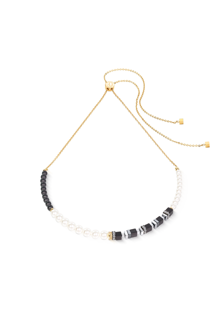 Precious Fusion Offset Slider Necklace Onyx, Main, color, Black-White