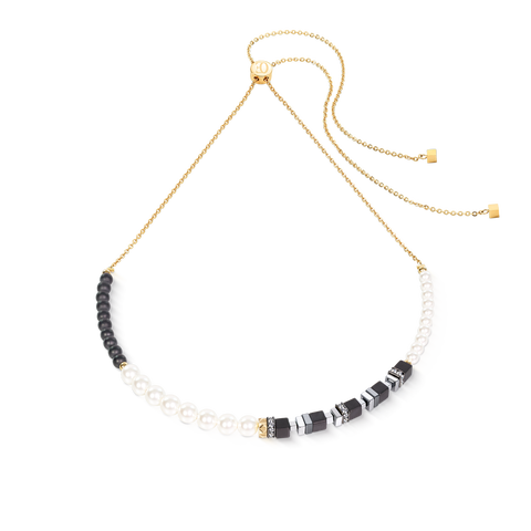 Precious Fusion Offset Slider Necklace Onyx