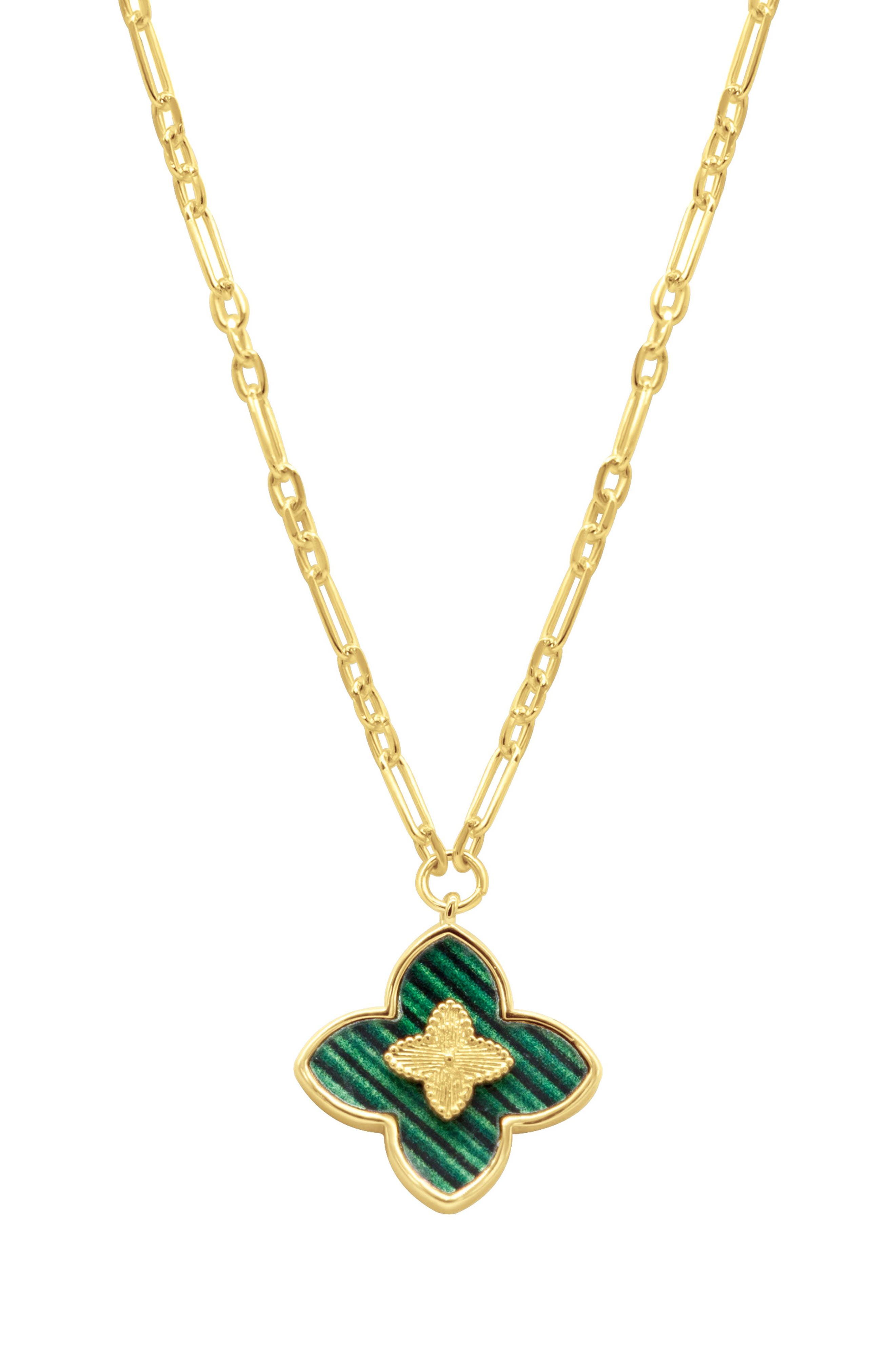 Adornia Clover Enamel Pendant Neckace