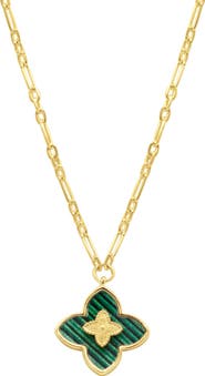 Adornia Clover Enamel Pendant Neckace