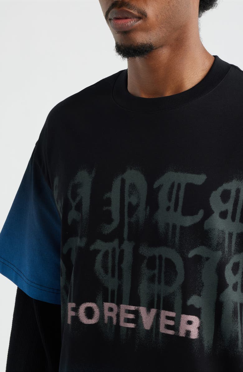 SANTO STUDIO Ryan Sheckler Edition Graphic Layered Long Sleeve Cotton T-Shirt, Alternate, color, Black