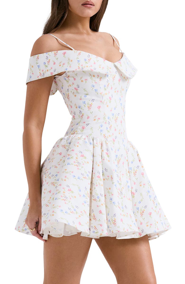 HOUSE OF CB Elida Off the Shoulder Minidress, Alternate, color, White/ Pink Floral Print
