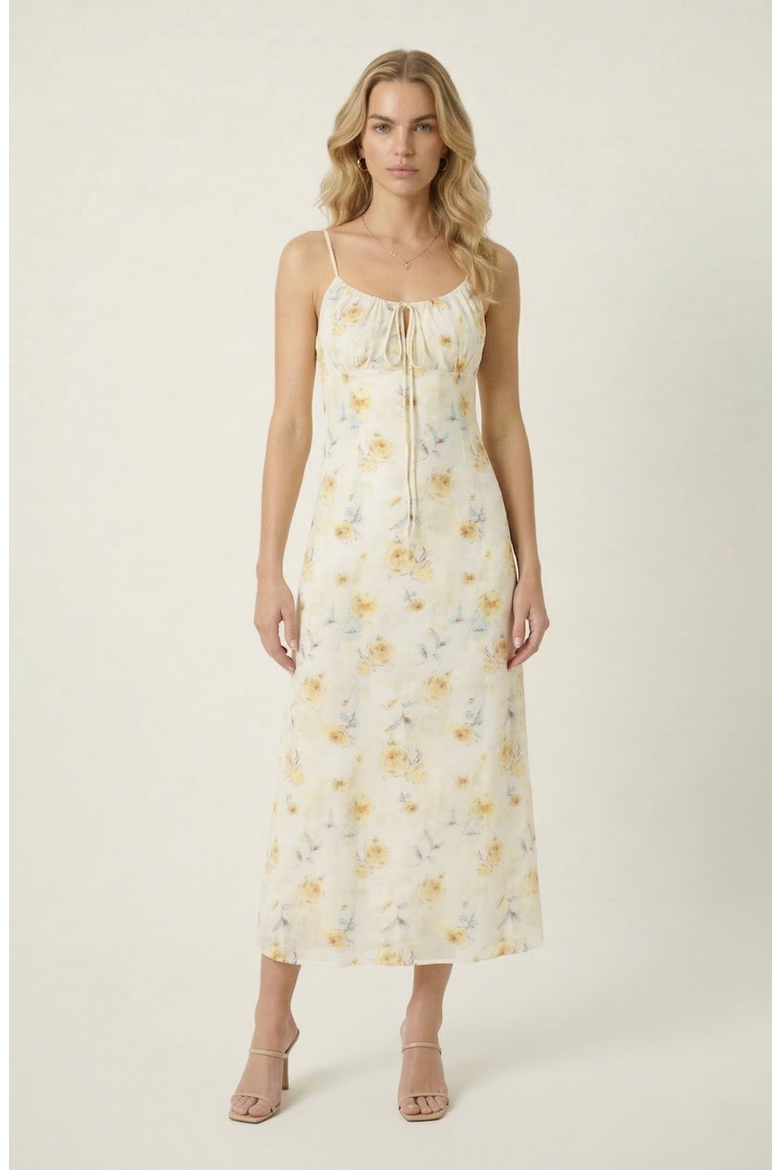 Floral Midi Dress, Main, color, Cream Floral