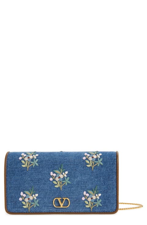 Mini VLOGO Signature Denim Crossbody Bag
