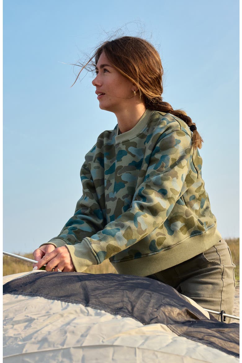 Northcoast Sweatshirt, Alternate, color, WATERCOLOR CAMO OIL GREEN