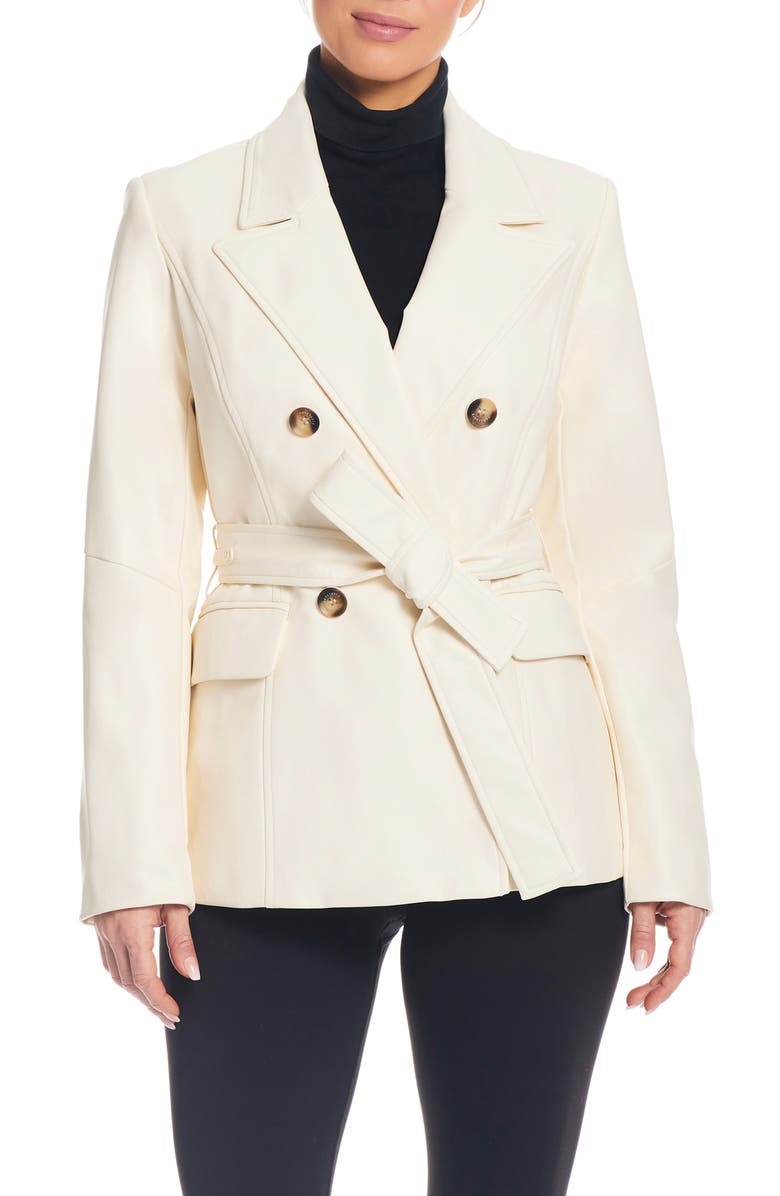 Sanctuary Belted Faux Leather Blazer, Main, color,