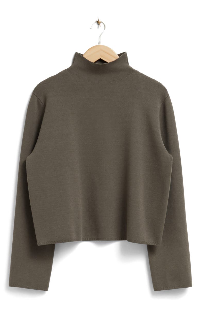 & Other Stories Boxy Crop Turtleneck Sweater, Alternate, color, 