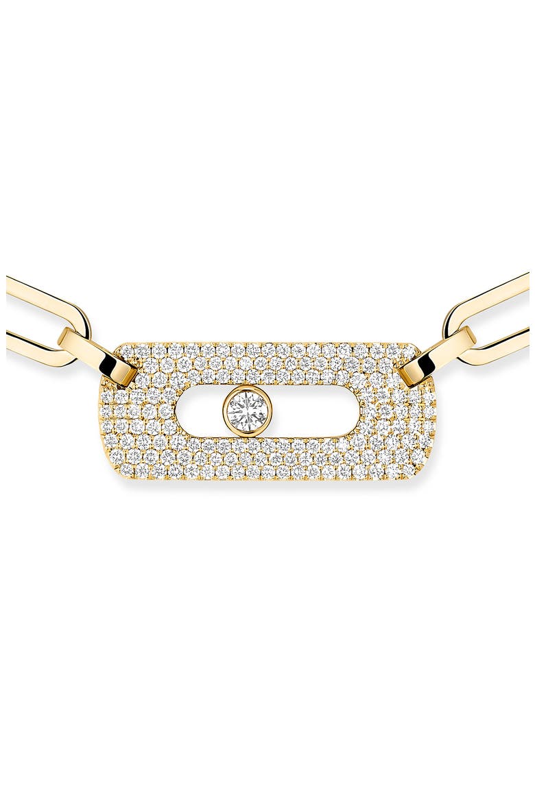 My Move Paperclip Pavé Diamond Pendant Necklace, Alternate, color, YELLOW GOLD