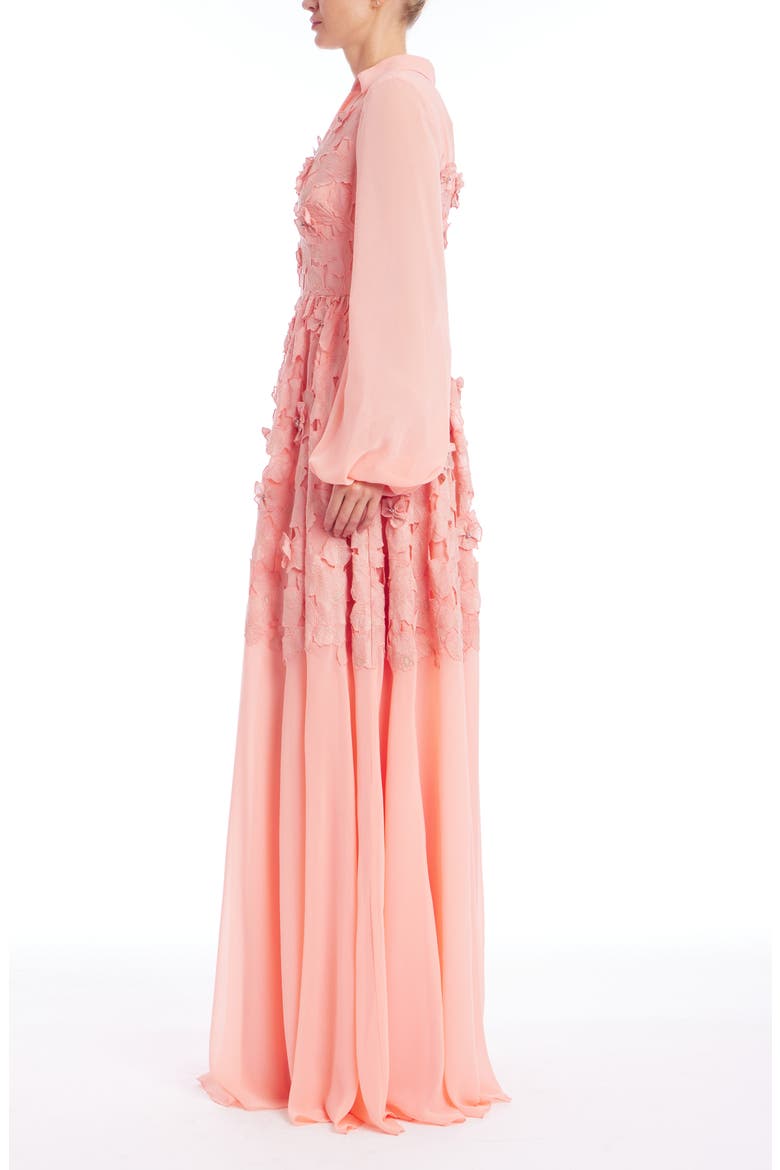 Floral Embellished Long Sleeve Evening Gown, Alternate, color, CORAL