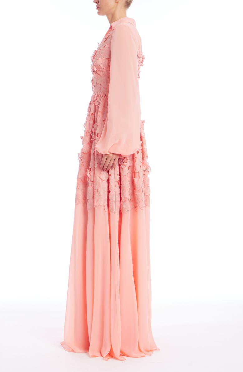 Badgley Mischka Collection Floral Embellished Long Sleeve Evening Gown, Alternate, color, 