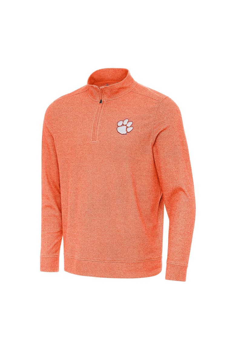 Men's Antigua Heather Orange Clemson Tigers Subtle Quarter-Zip Sweatshirt, Alternate, color, Heather Orange