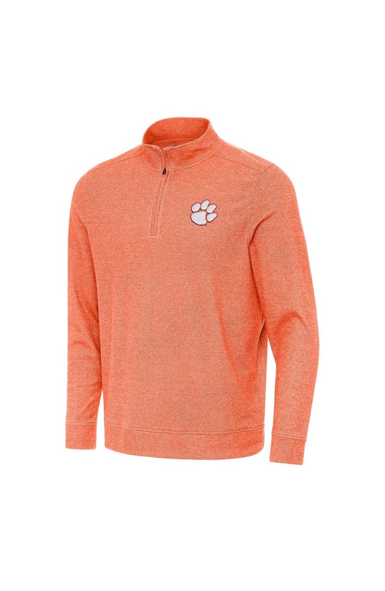 ANTIGUA Men's Antigua Heather Orange Clemson Tigers Subtle Quarter-Zip Sweatshirt, Alternate, color, Heather Orange