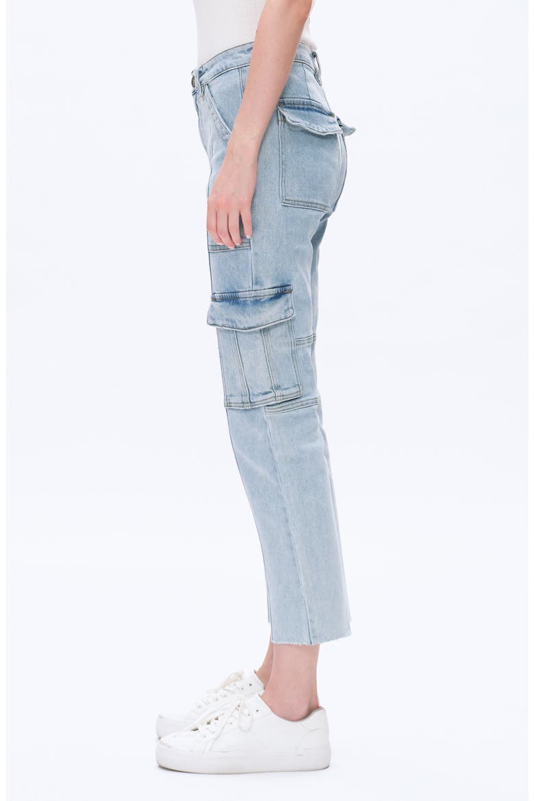High Waist Ankle Straight Leg Cargo Jeans, Alternate, color, LIGHT BLUE