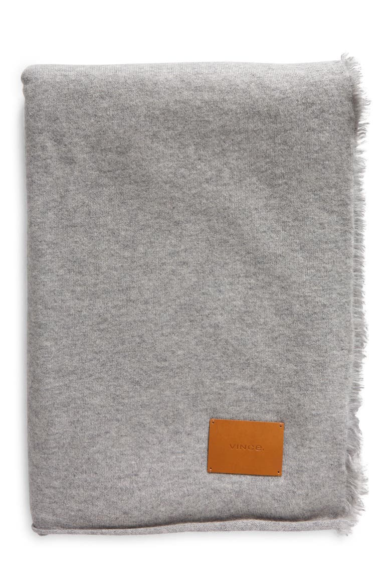 Reversible Cashmere Jersey Throw Blanket, Main, color, HEATHER GREY