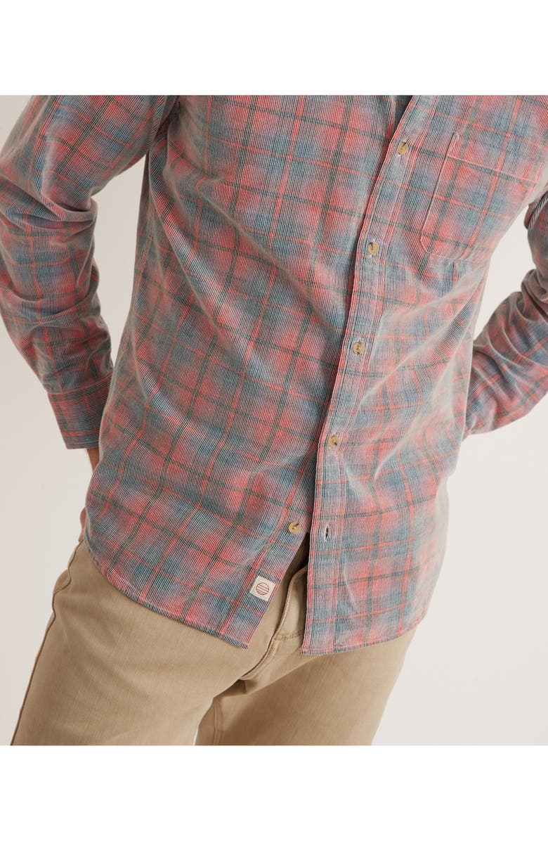 Marine Layer Plaid Lightweight Corduroy Button-Up Shirt, Alternate, color, Blue/ Pink Madras
