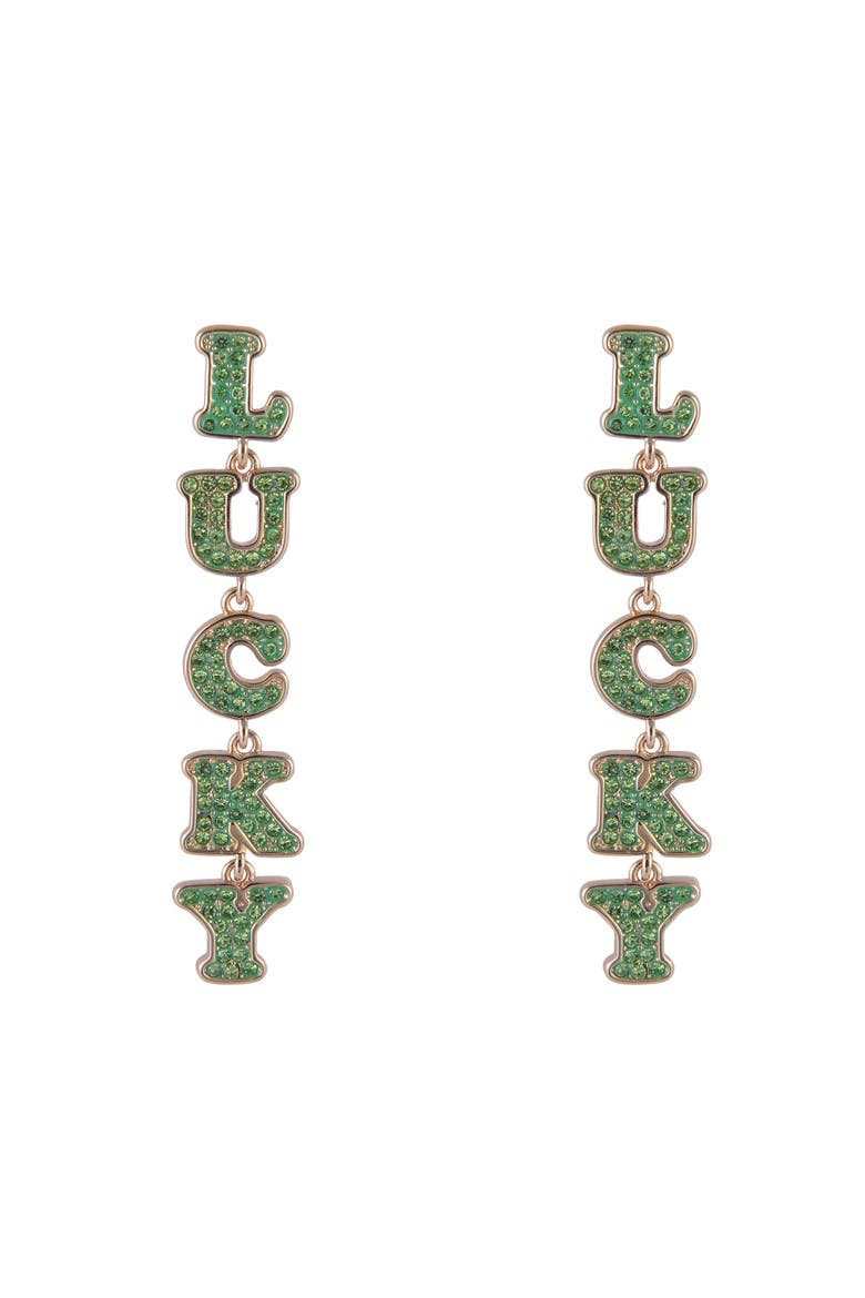 Lucky Linear Earrings, Alternate, color, Green