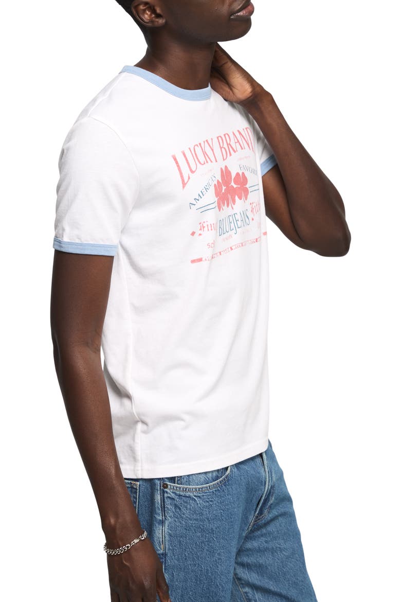 Logo Graphic Ringer T-Shirt, Alternate, color, BRIGHT WHITE