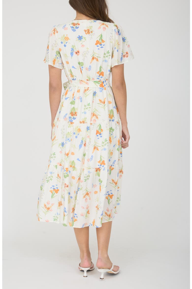 Flutter Sleeve Midi Dress, Alternate, color, IVORY MULTI