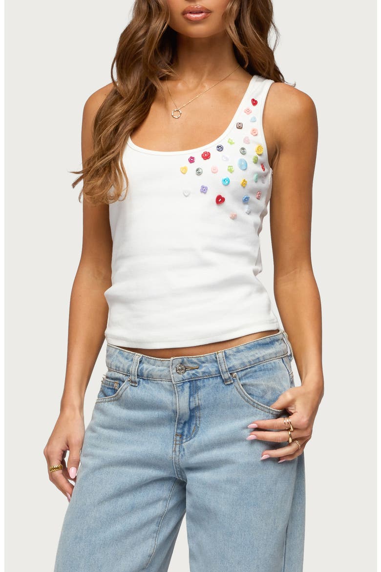 Natash Mixed Button Tank Top, Main, color, WHITE