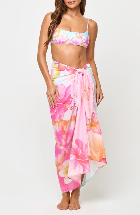 Mika Seashell Fringe Cotton Cover-Up Sarong
