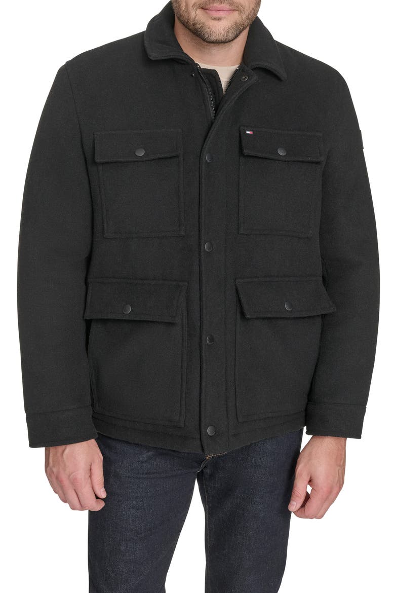 Field Jacket with Laydown Collar, Main, color, BLACK