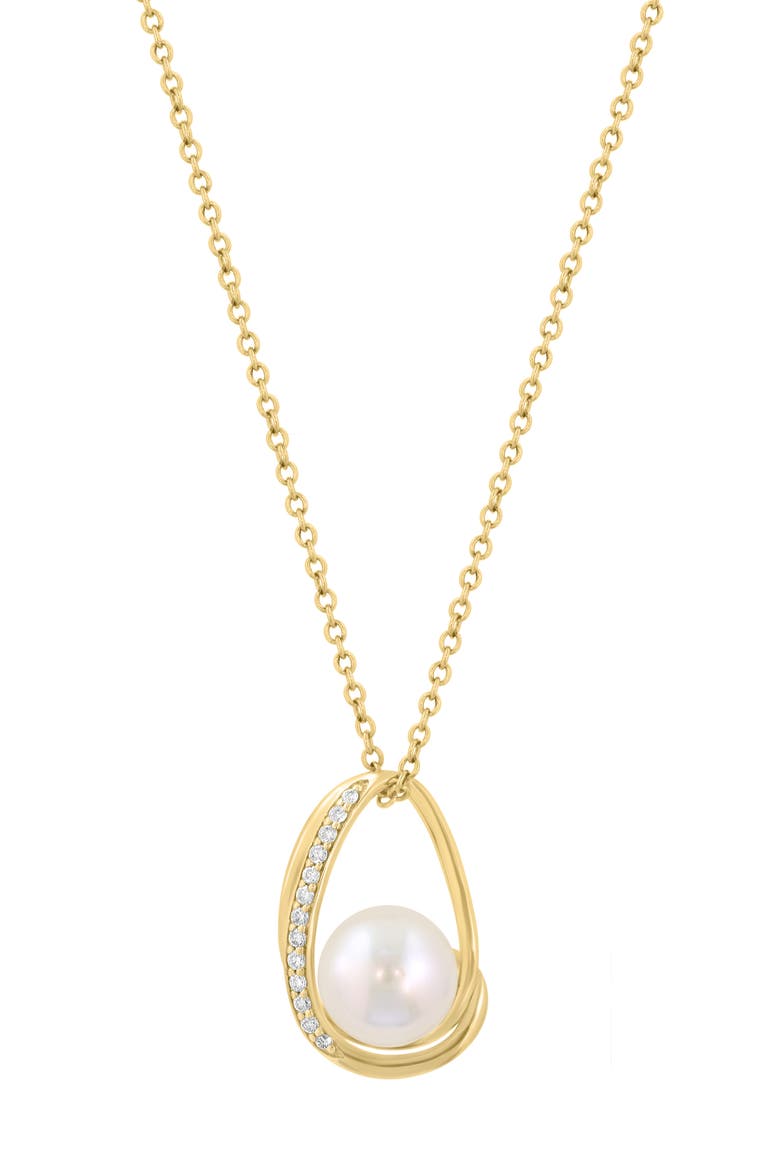 Freshwater Pearl & Diamond Pendant Necklace, Alternate, color, WHITE