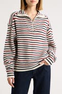 rag & bone Georgie Stripe Wool Quarter Zip Sweater