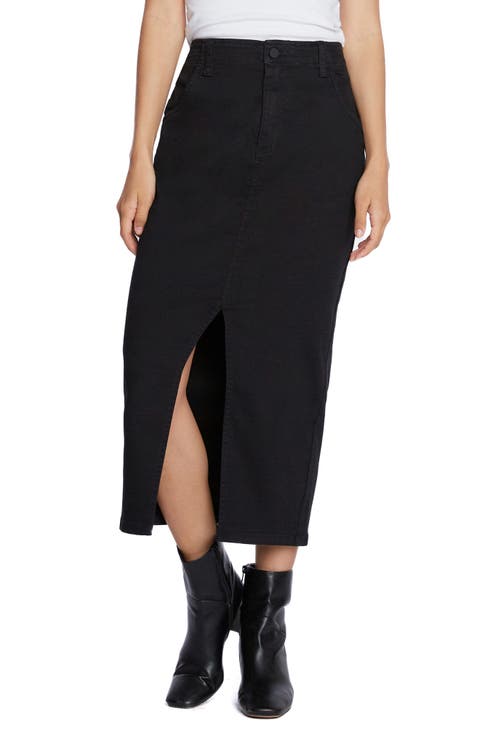 Daily Slit Denim Midi Skirt