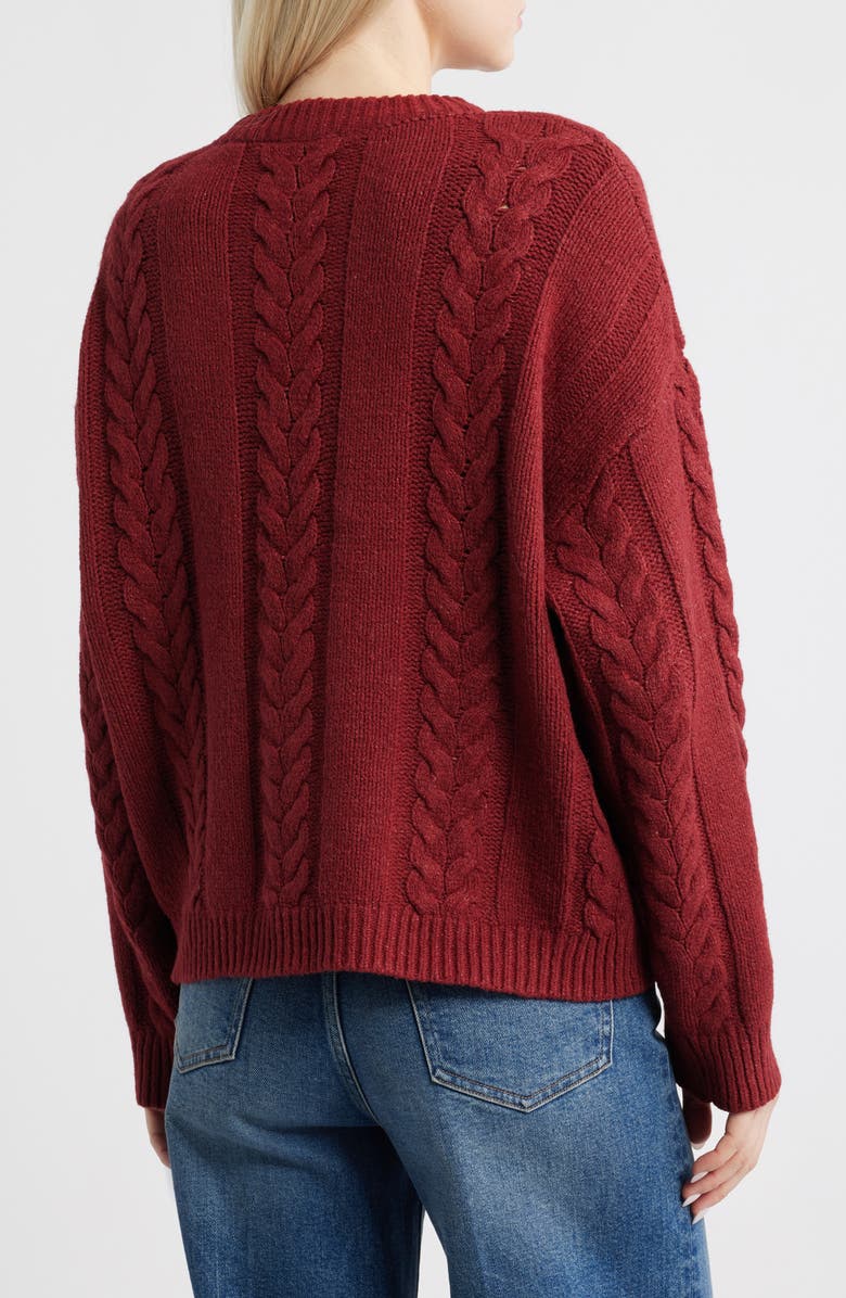 Topshop Oversize Cable Sweater, Alternate, color, Stone