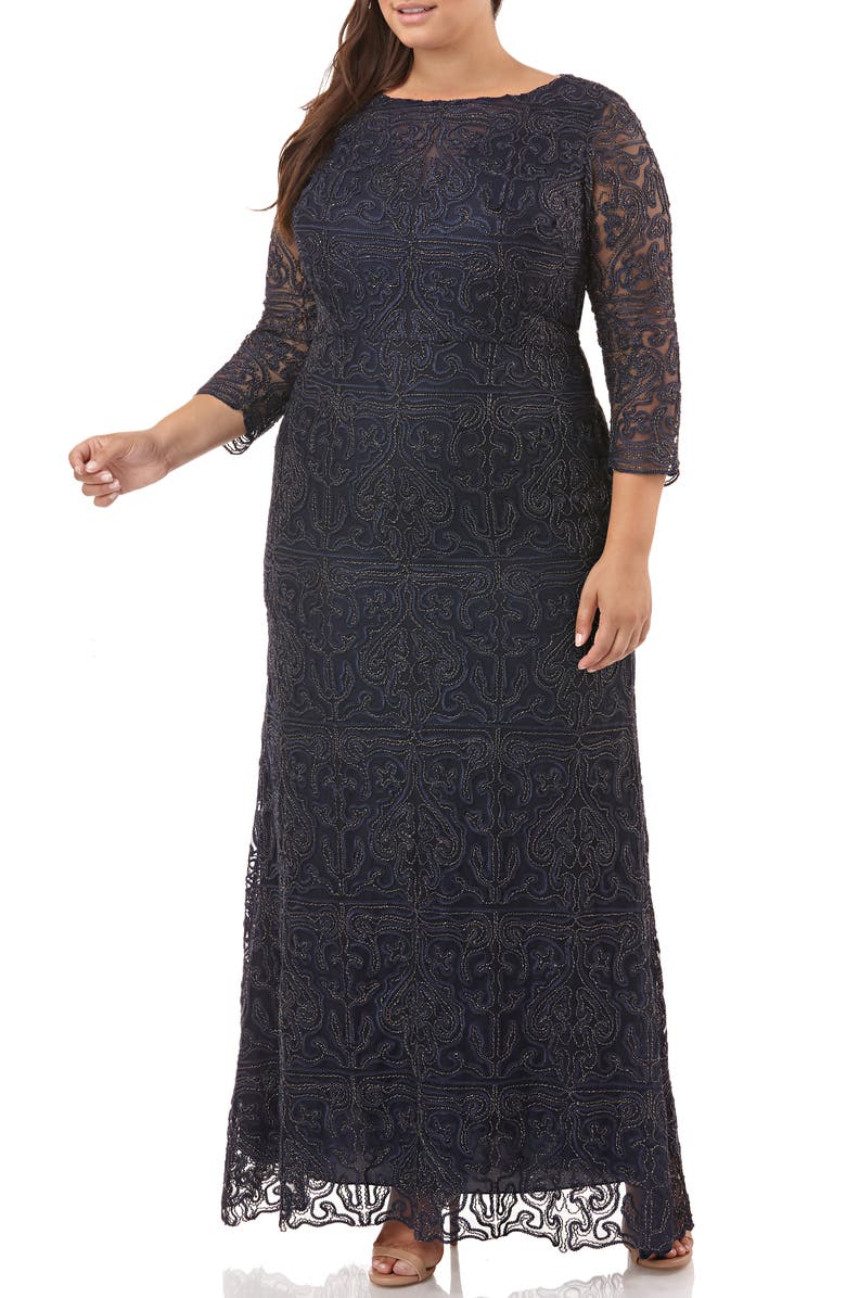 JS Collections Beaded A-Line Gown, Alternate, color, 