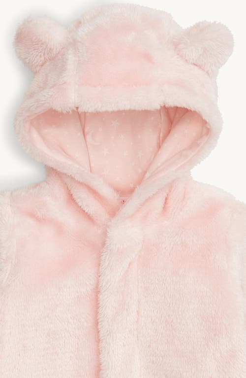 Magnetic Me Minky Faux Fur Bear Hooded Footie Suit In Pink