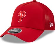 New Era Men's New Era Red Philadelphia Phillies 2026 Batting Practice Apex 9FORTY Adjustable Trucker Hat