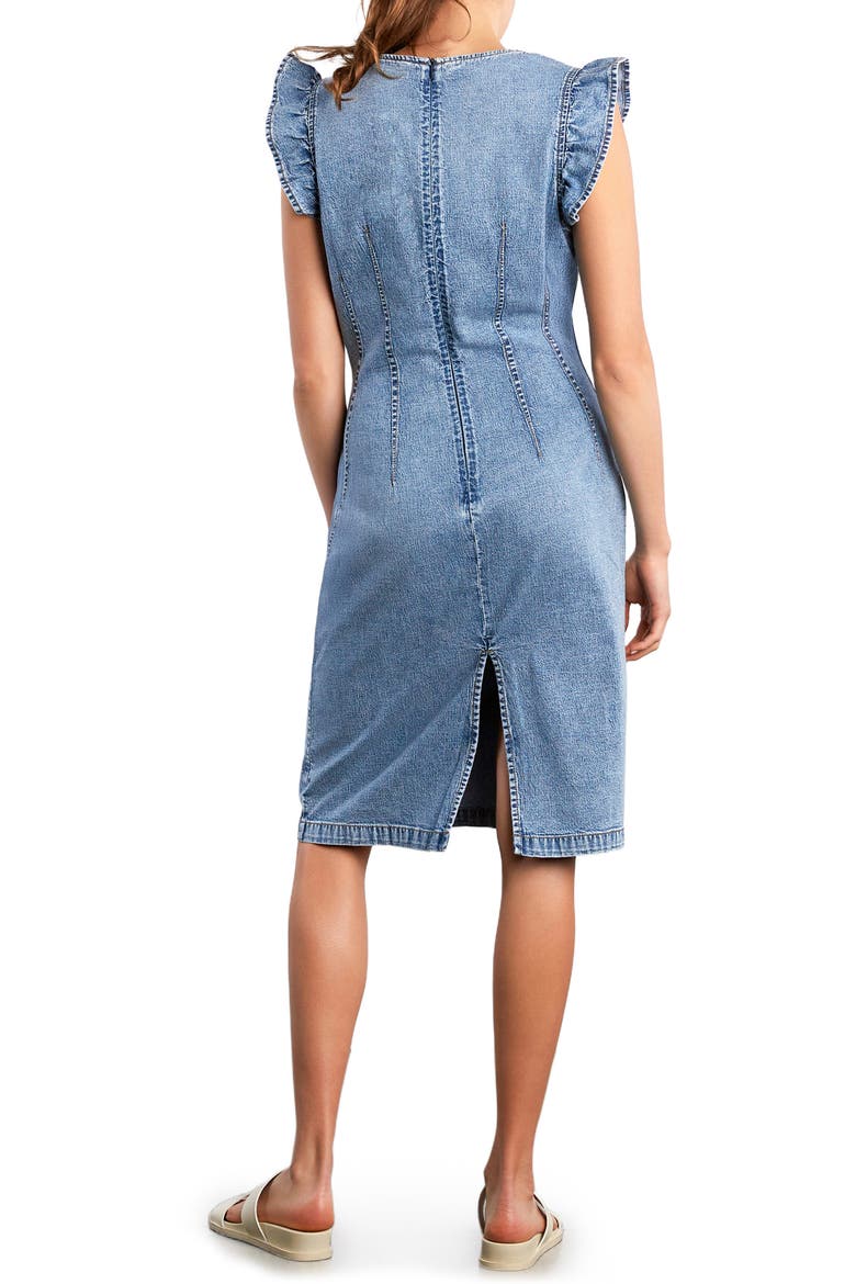 Kitten Ruffle Sleeve Denim Dress, Alternate, color, KITTEN BLUE