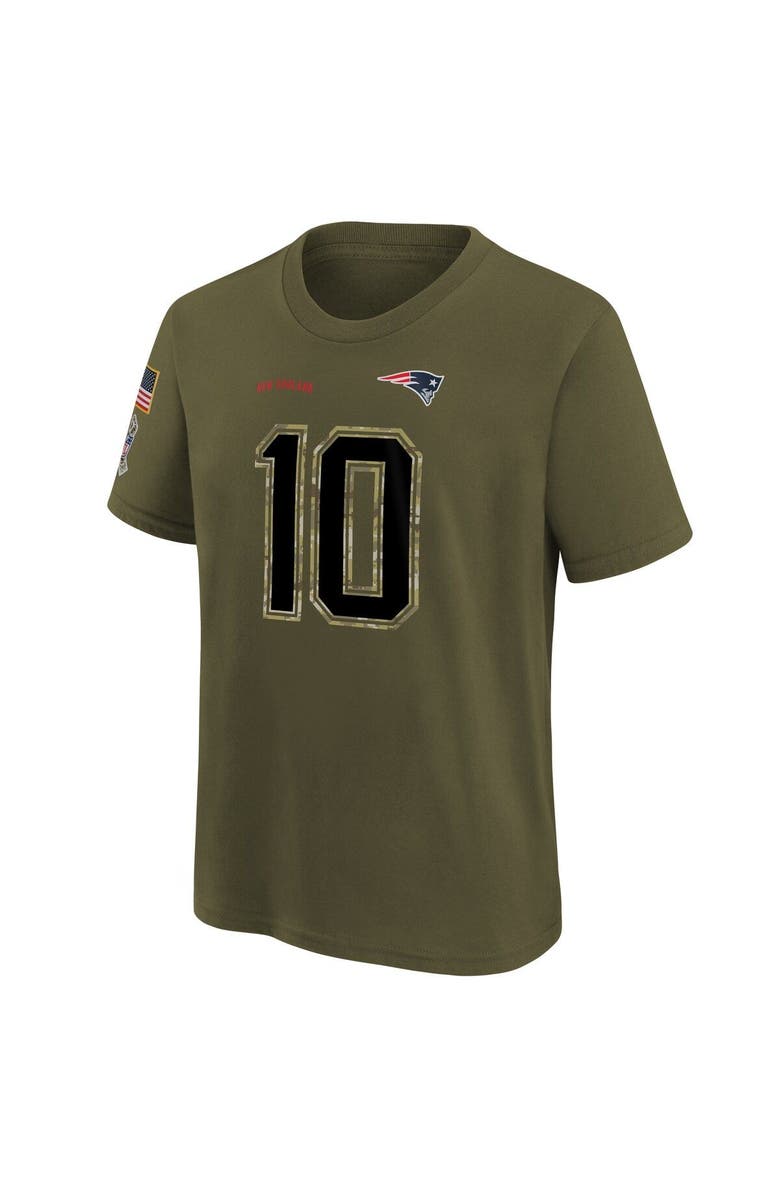 Nike Youth Nike Mac Jones Olive New England Patriots 2022 Salute To Service Name & Number T-Shirt, Alternate, color, 